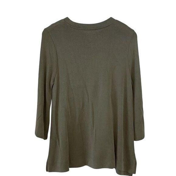 J. Jill Womens Crew Neck 3/4 Sleeve Soft Knit Pullover Tunic Sweater Olive Small - Picture 3 of 6